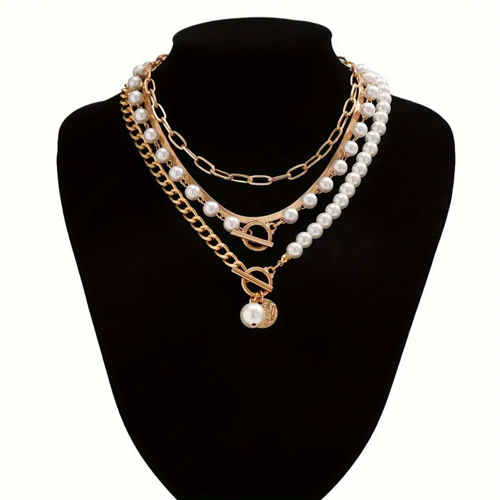 Set Pearl Necklace & Vintage Snake Chain