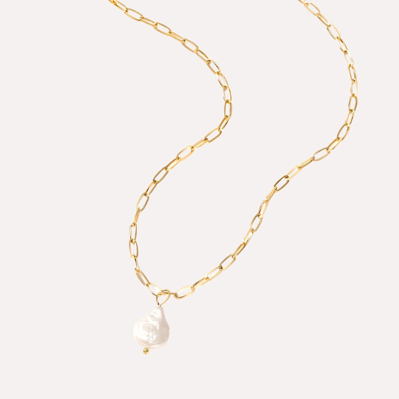 Hanalei Pearl Coin Paperclip Necklace