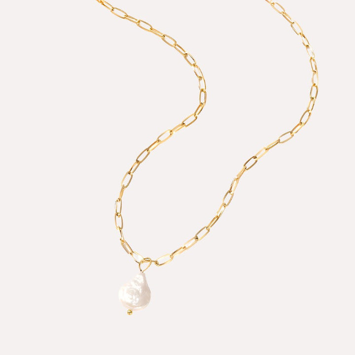 Hanalei Pearl Coin Paperclip Necklace