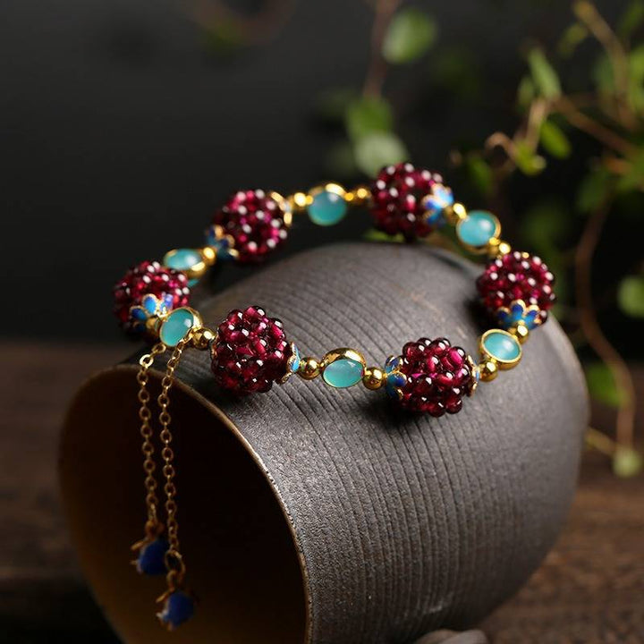 Minimalist Bracelet of Natural Stone with Berries