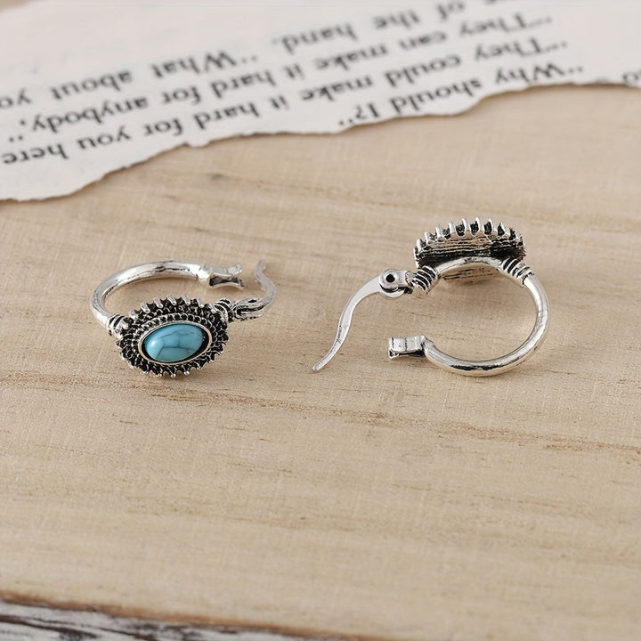 Turquoise Crest Hoop Earrings