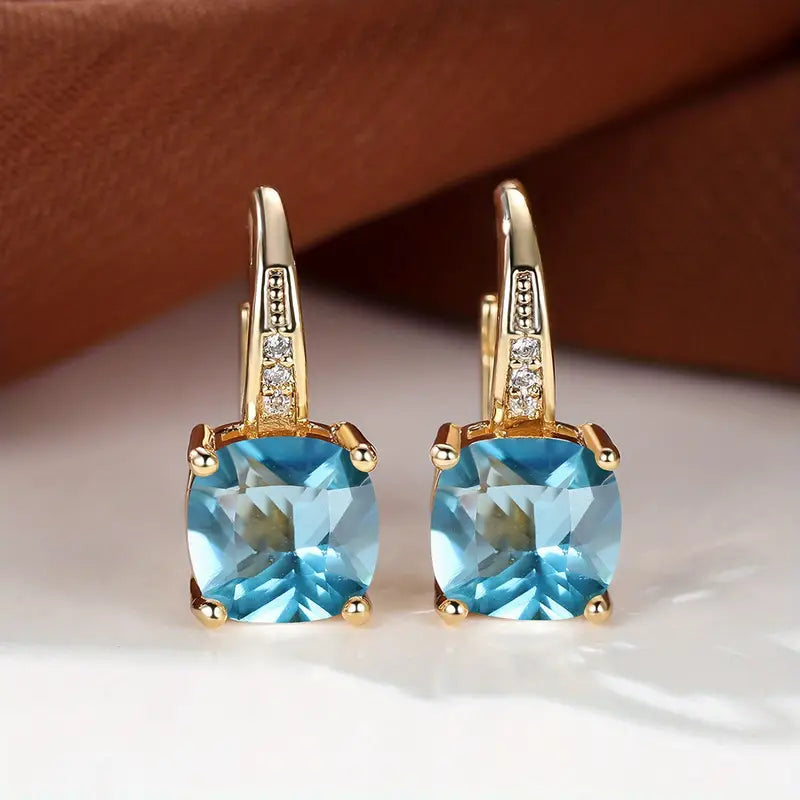 Hoop Earrings with Mystic Blue Stone