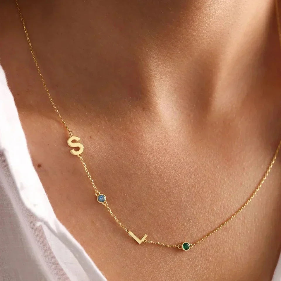 Ladies' Initial Necklace with Birthstone