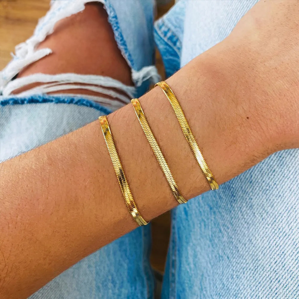 Angelica® Stainless Steel Herringbone Bracelet