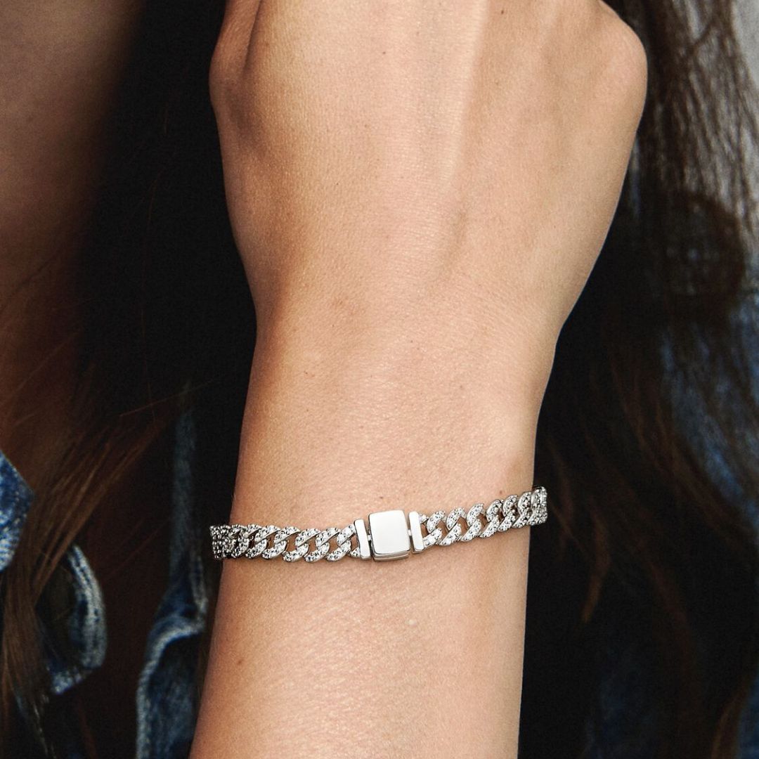 Cuban Bracelet with Pavé | Gold
