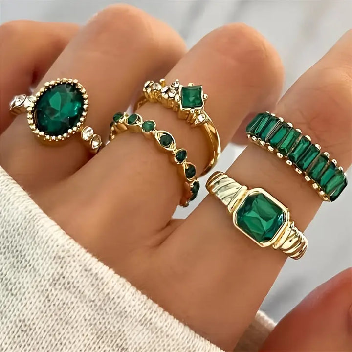 Imperial Green Stone Ring Set