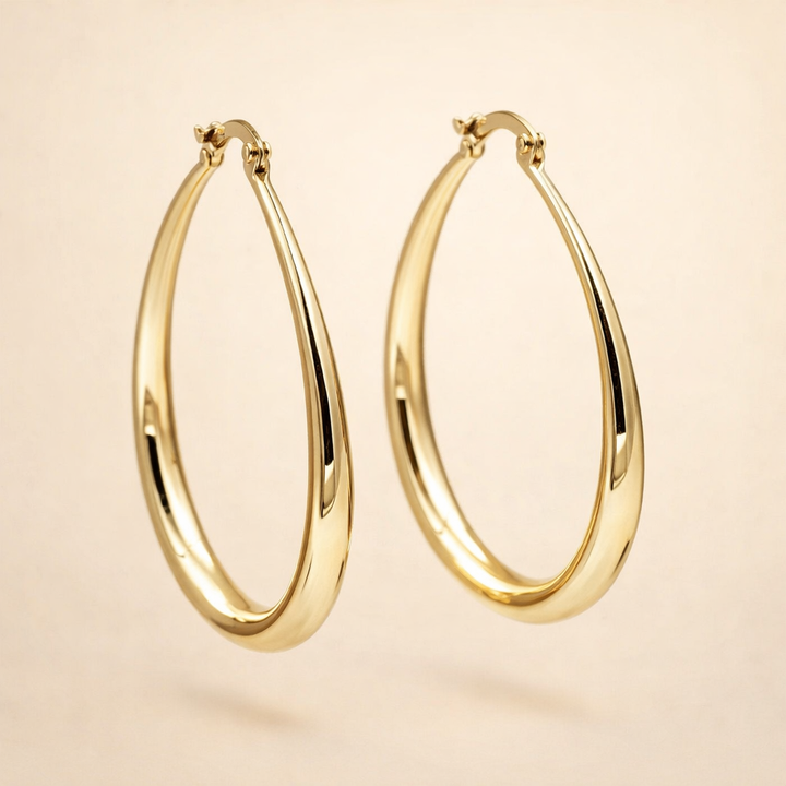 Stylish gold hoop earrings with a smooth finish