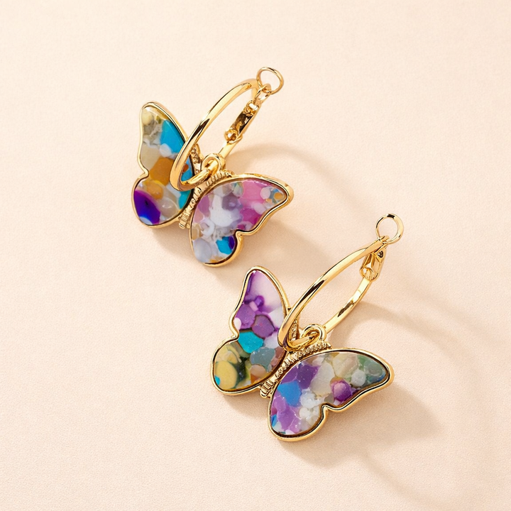 Butterfly earrings with colourful details