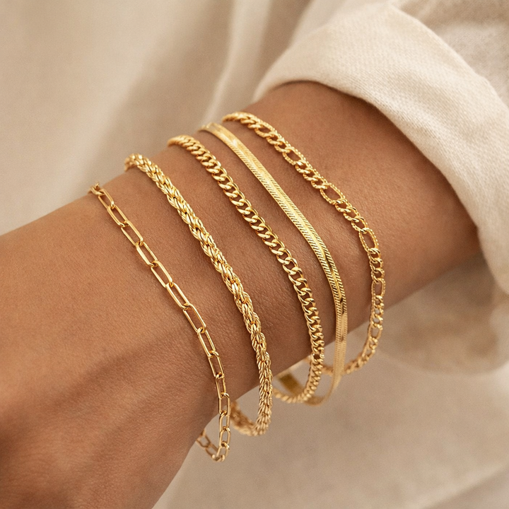 Elise Gold Bracelet Set – Timeless & Elegant