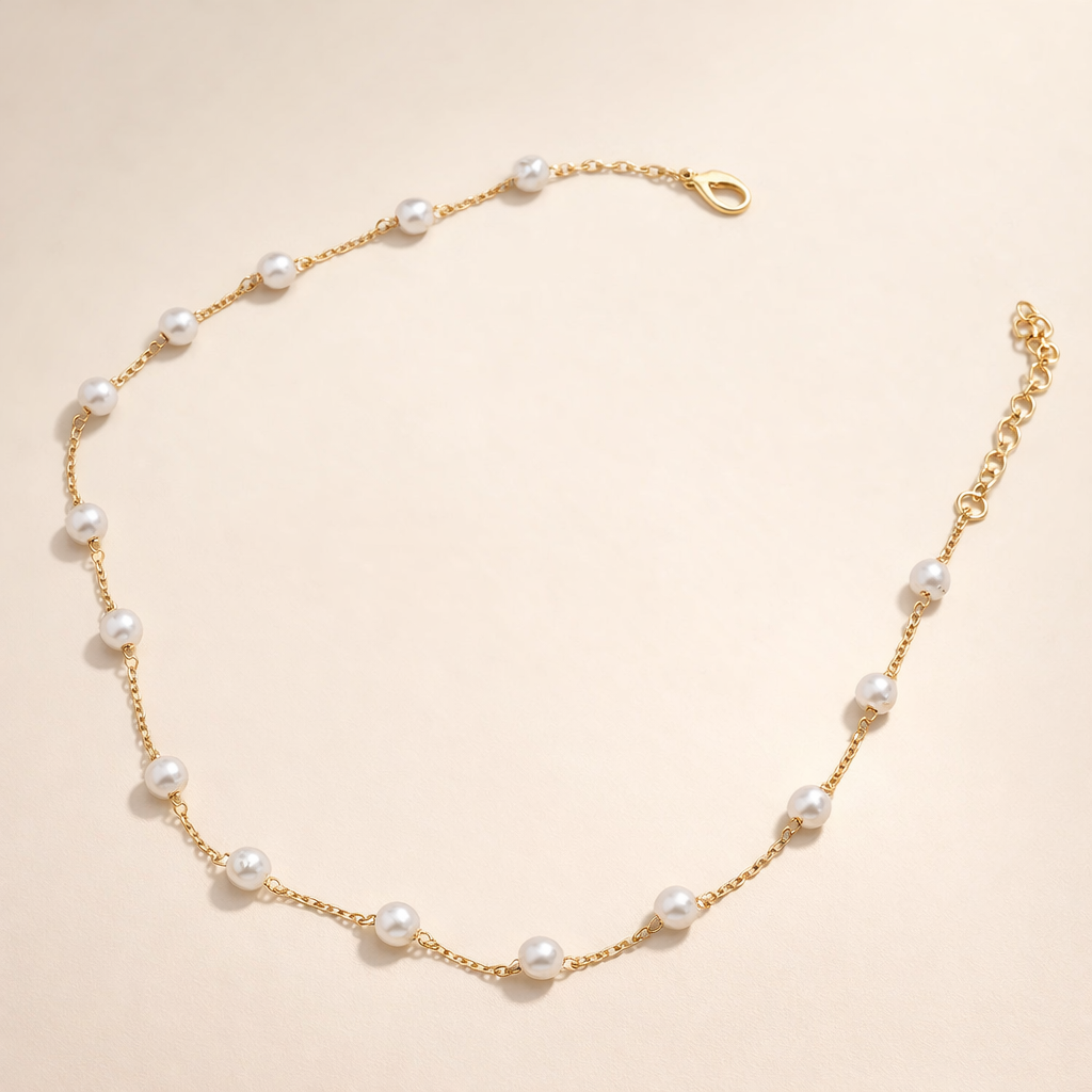Minimalist Gold Necklace with Subtle Zirconia Stones