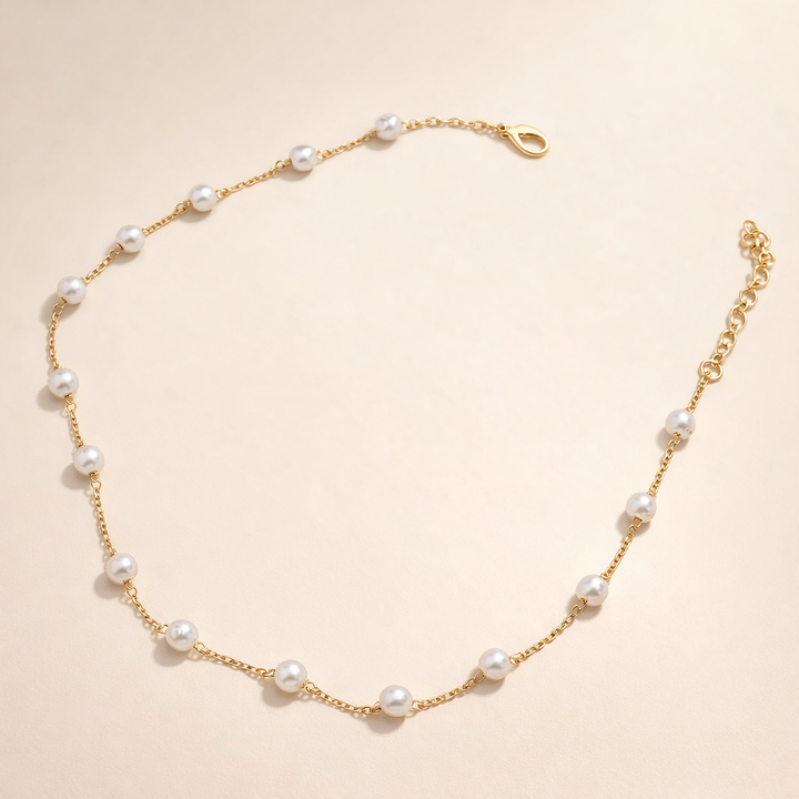 Minimalist Gold Necklace with Subtle Zirconia Stones
