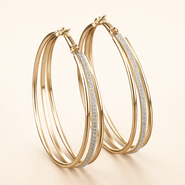Elegant gold earrings with sparkling zirconia