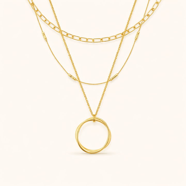 Elegant gold circle necklace set with refined finish