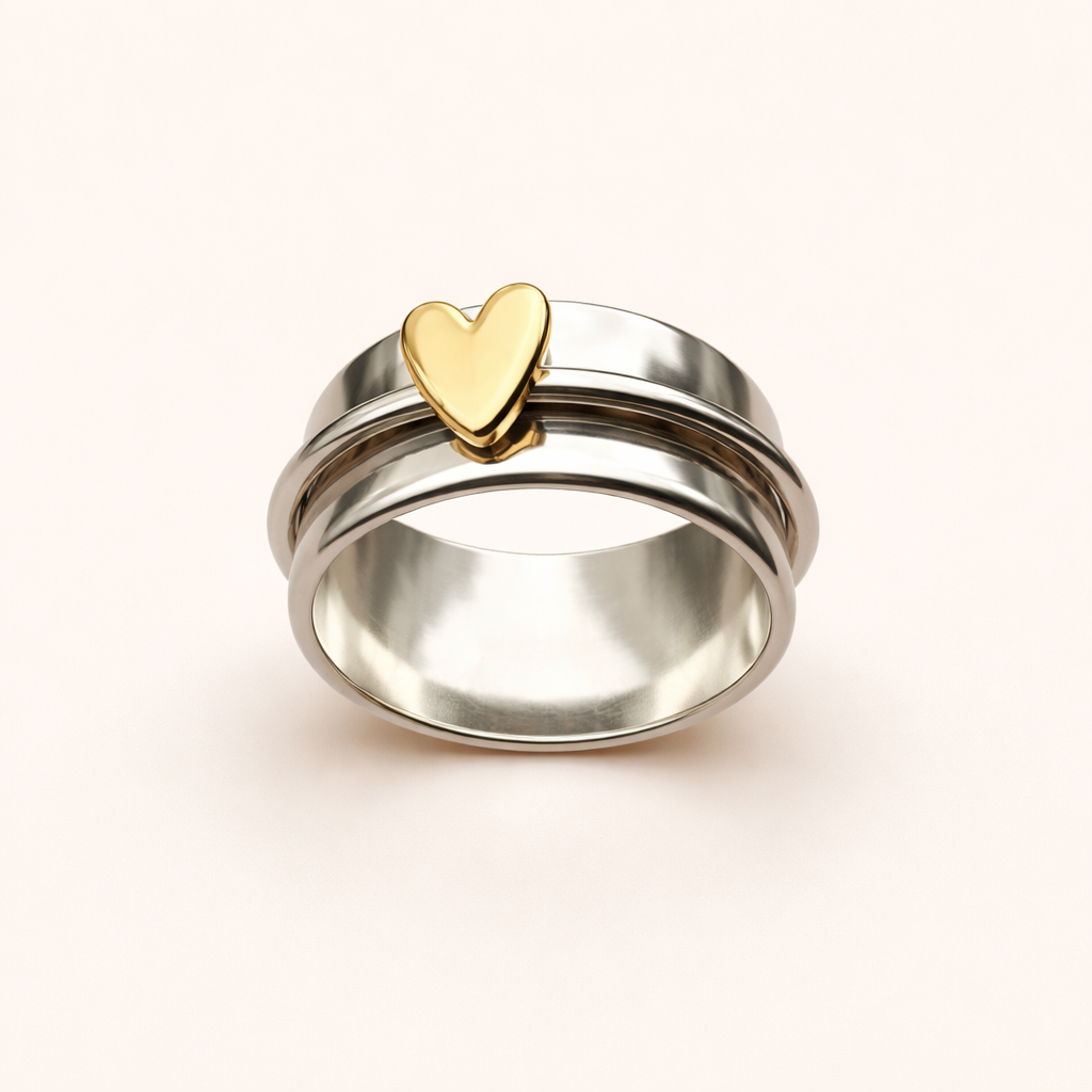 Elegant silver ring with heart