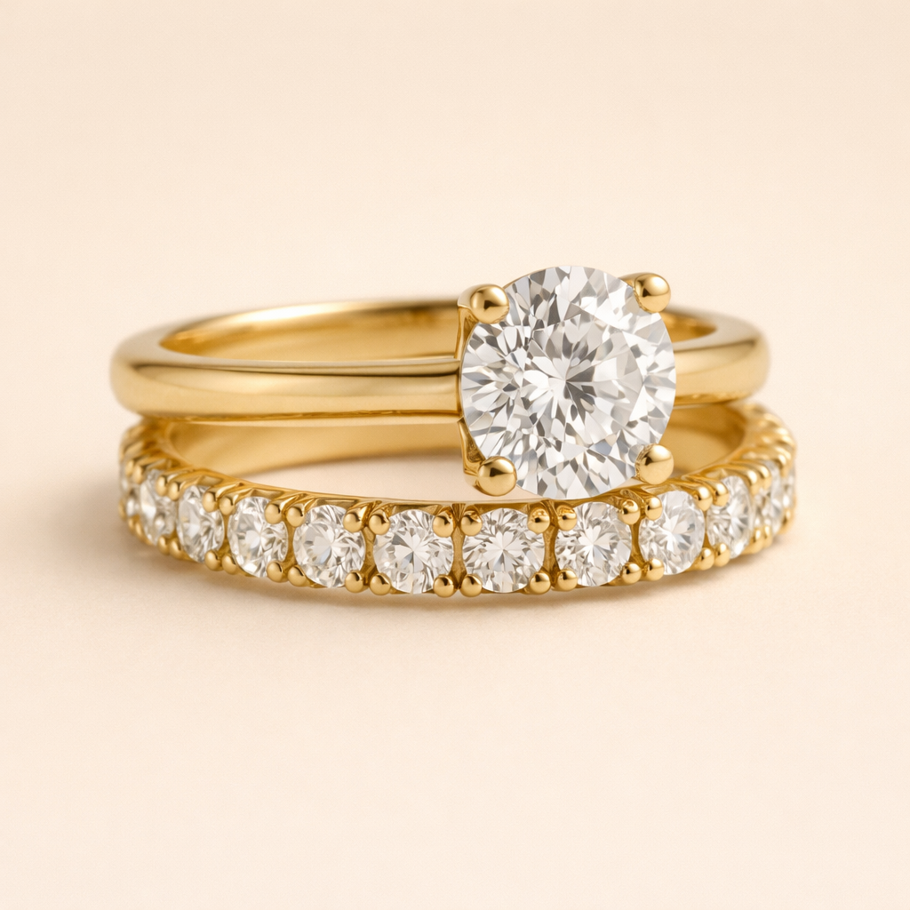 Minimalist gold ring with subtle zirconia stones