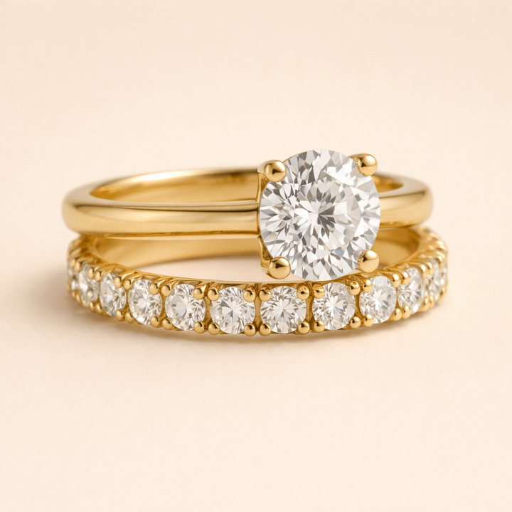 Minimalist gold ring with subtle zirconia stones