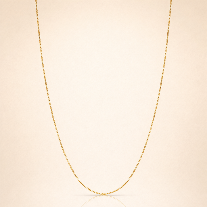 Simple gold box chain with refined finish