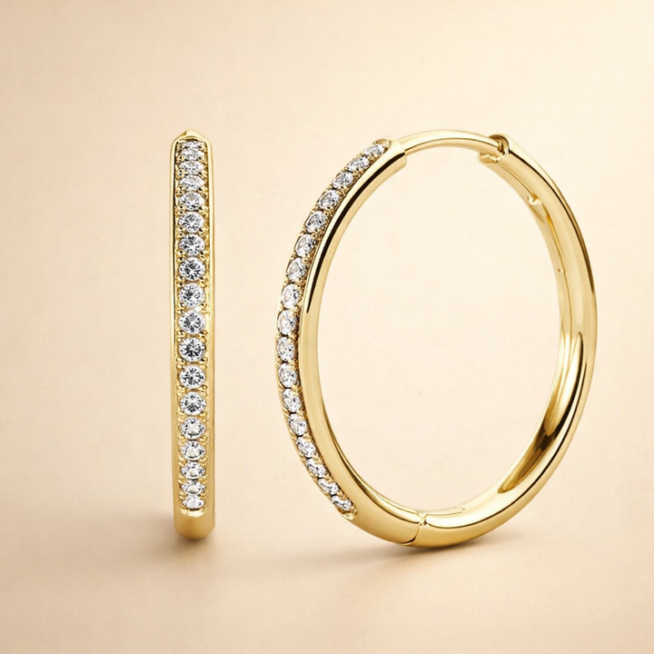 Elegant gold earrings with pave details
