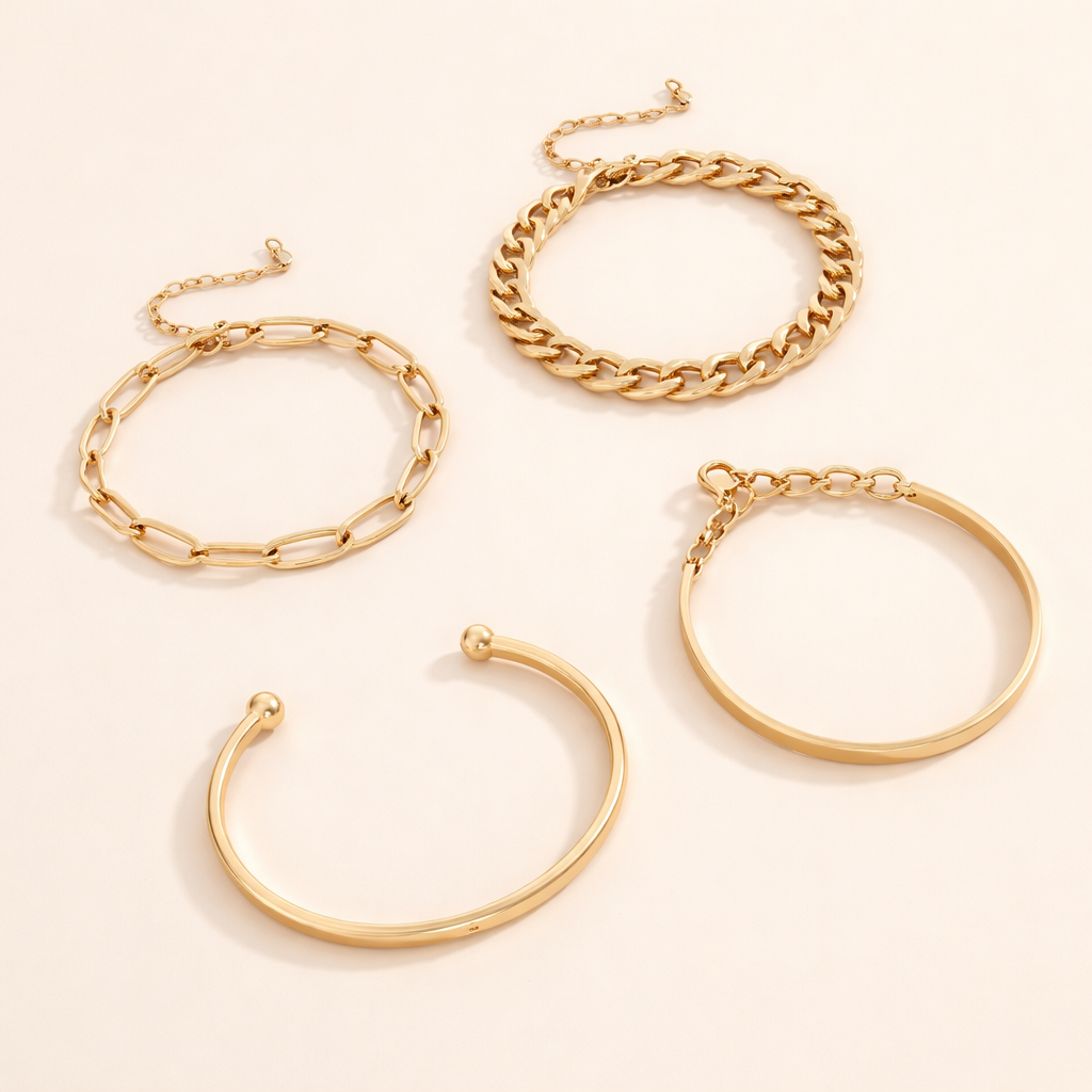 Elegant gold bracelet set with refined details