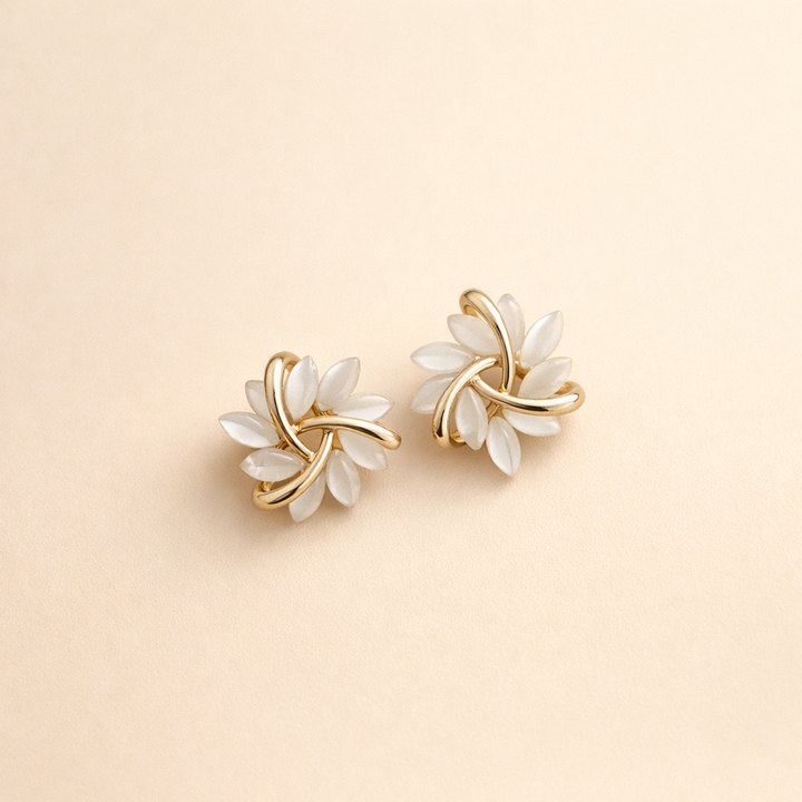 Opal Flower Earrings in Refined Silver