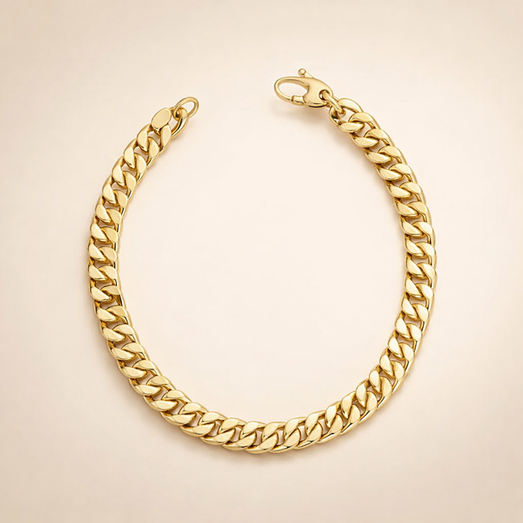 Elegant gold Cuban bracelet with refined links