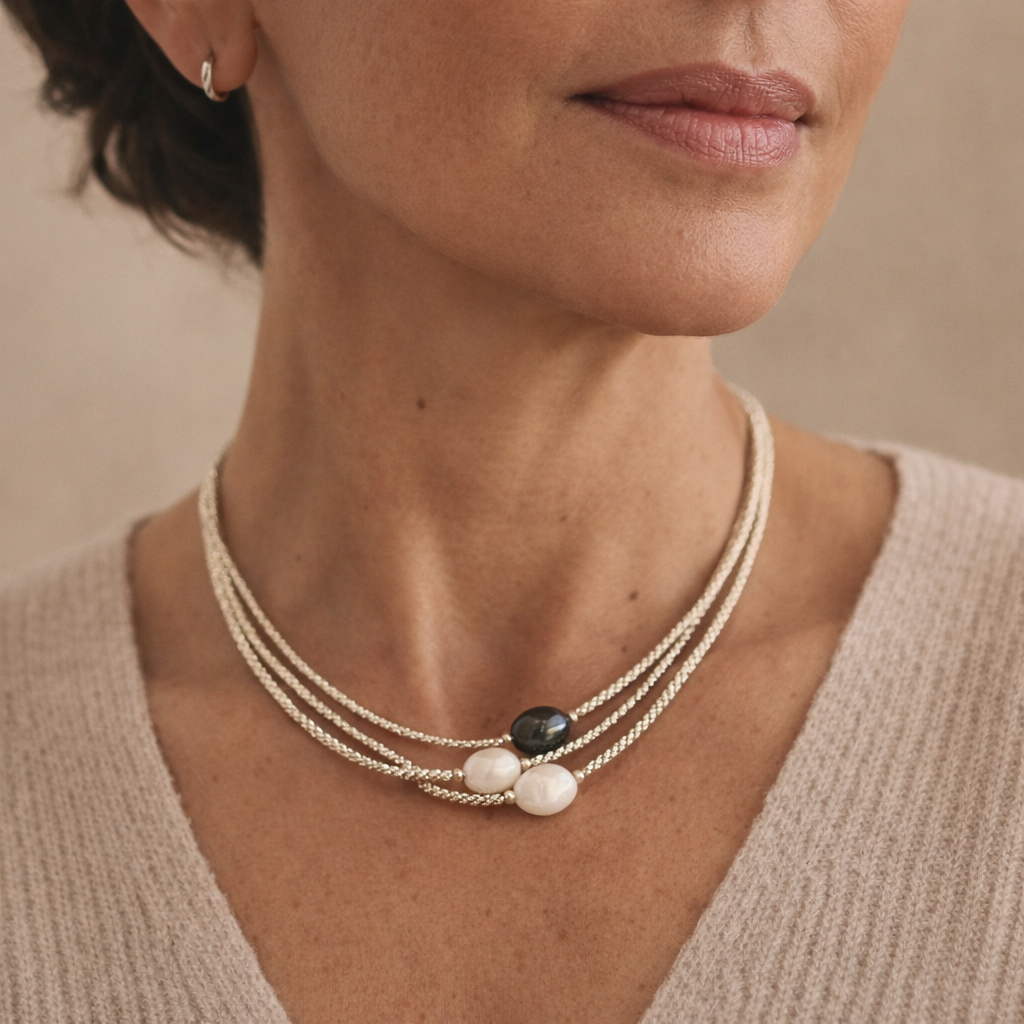 Elegant necklace of natural pearls