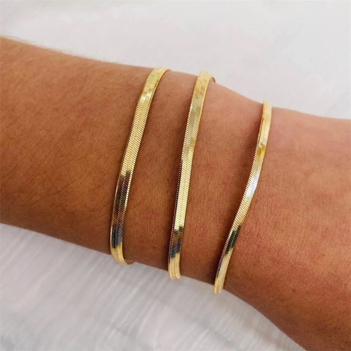 Angelica® Stainless Steel Herringbone Bracelet