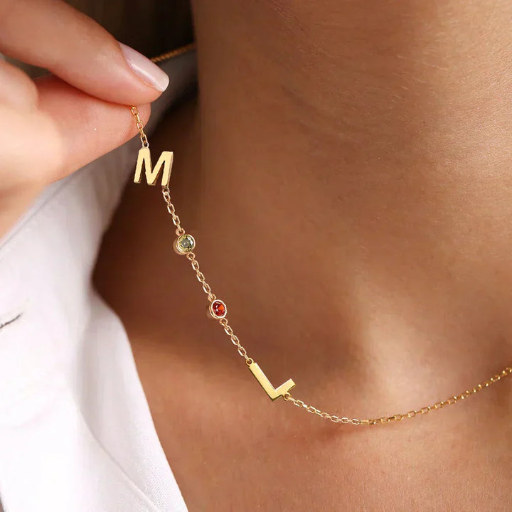 Ladies' Initial Necklace with Birthstone