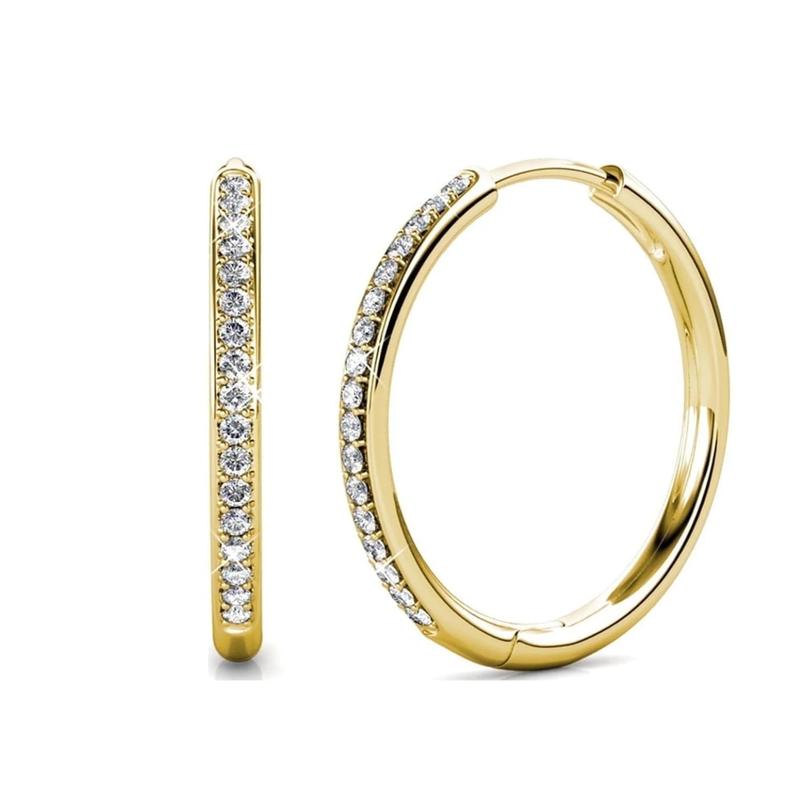 Elegant gold earrings with pave details