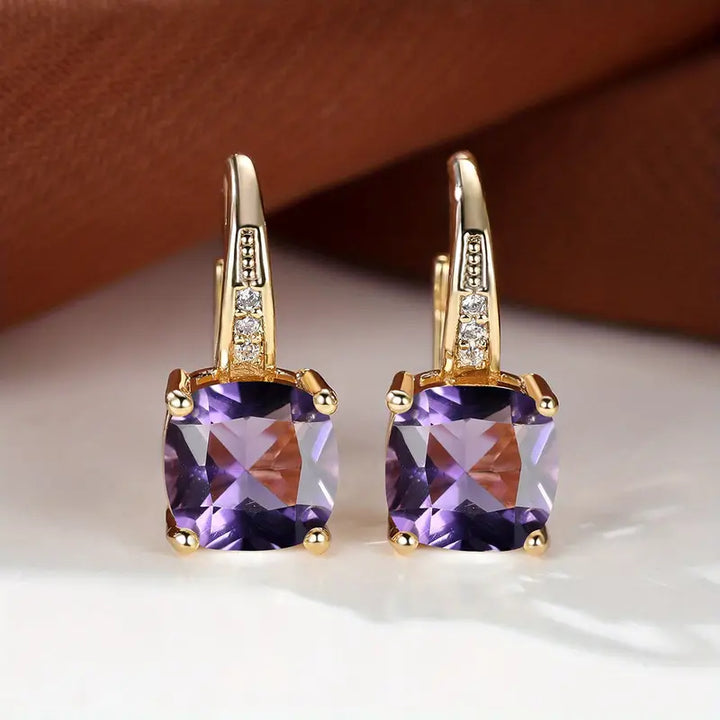Hoop Earrings with Mystic Blue Stone