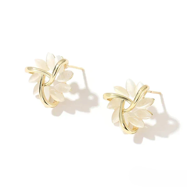 Opal Flower Earrings in Refined Silver