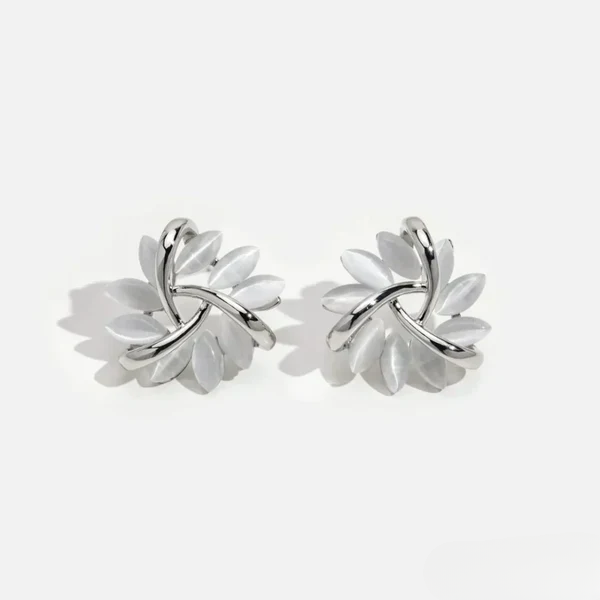 Opal Flower Earrings in Refined Silver
