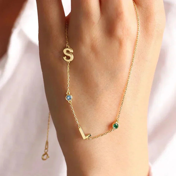 Ladies' Initial Necklace with Birthstone