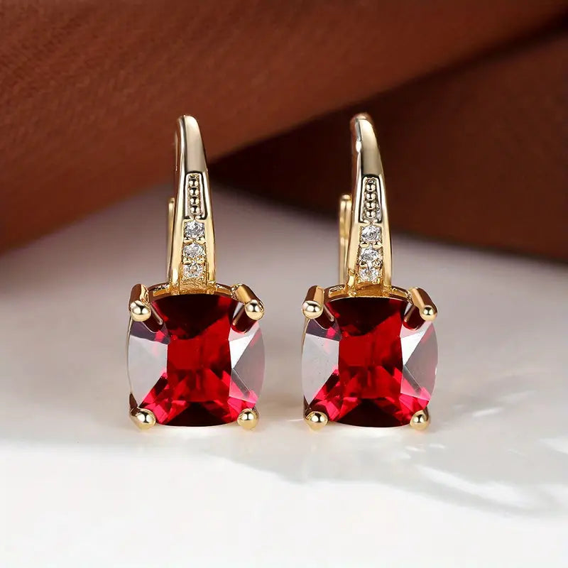 Hoop Earrings with Mystic Stone | Gold