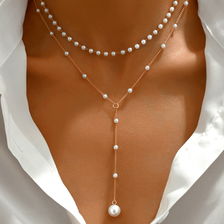 Evelyn Pearl Double Layer Necklace