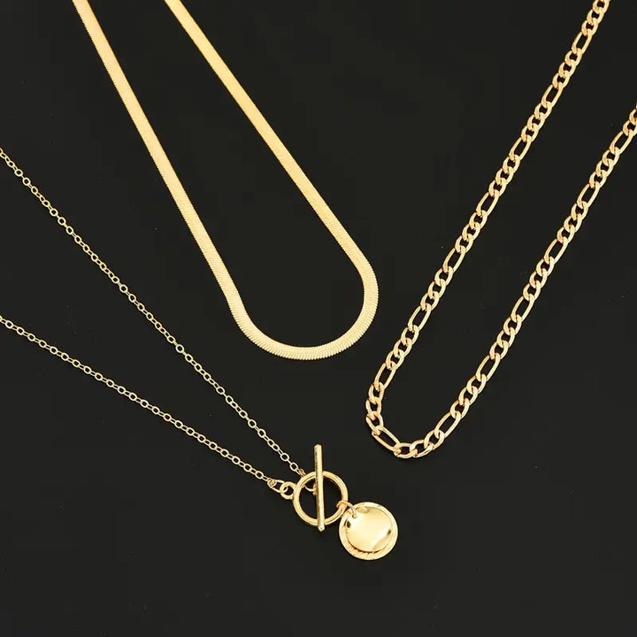 Savia Textured Coin Necklace | Gold