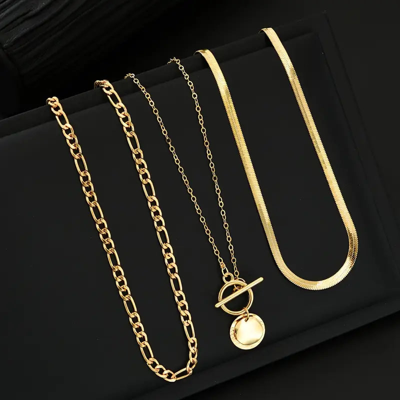 Savia Textured Coin Necklace | Gold