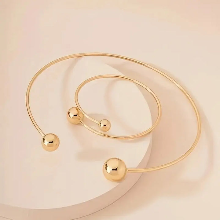 Necklace and Bracelet Set with Spheres | Gold