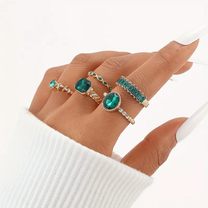 Imperial Green Stone Ring Set