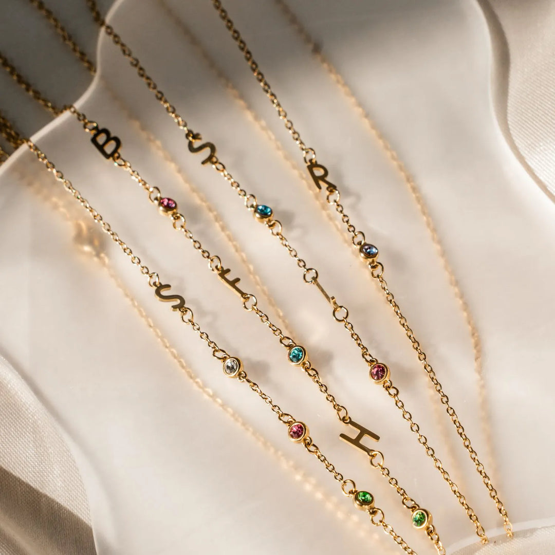 Ladies' Initial Necklace with Birthstone