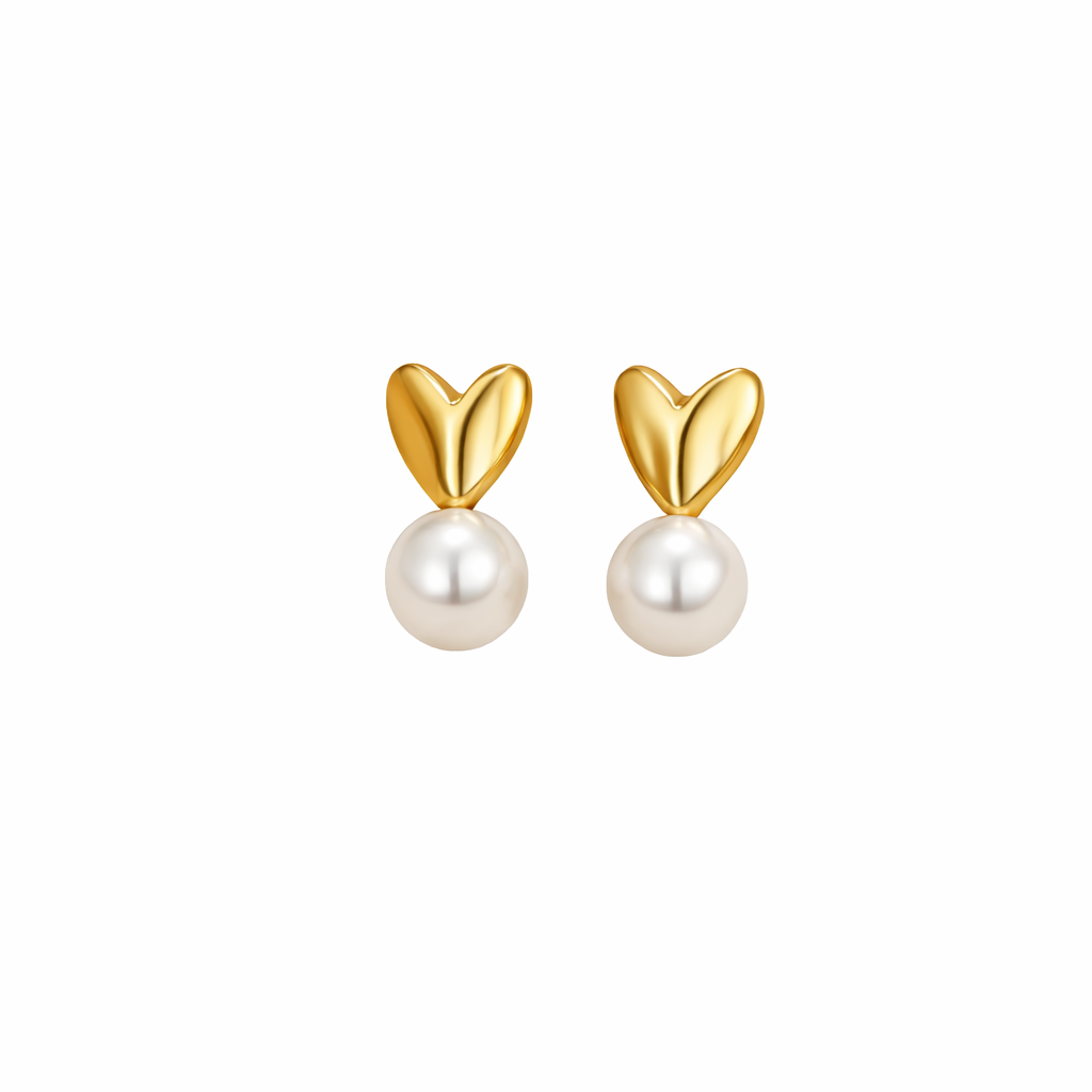 Heart earrings with pearl