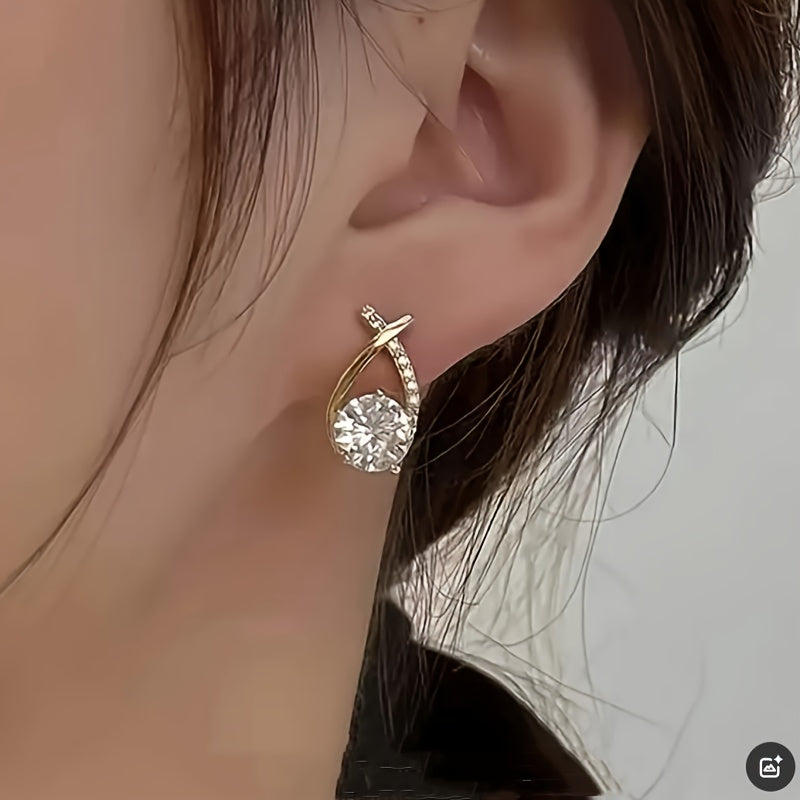 Earrings with Cross and Zirconia