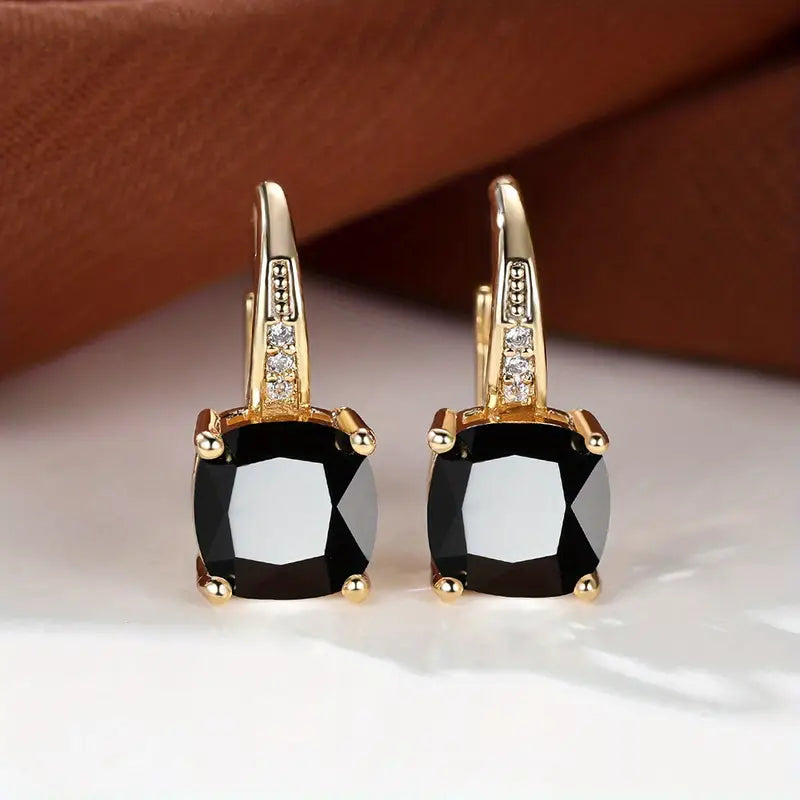Hoop Earrings with Mystic Stone | Gold