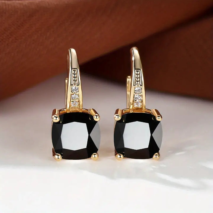 Hoop Earrings with Mystic Stone | Gold