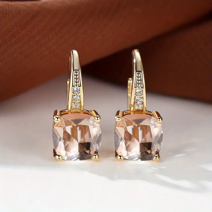 Hoop Earrings with Mystic Stone | Gold