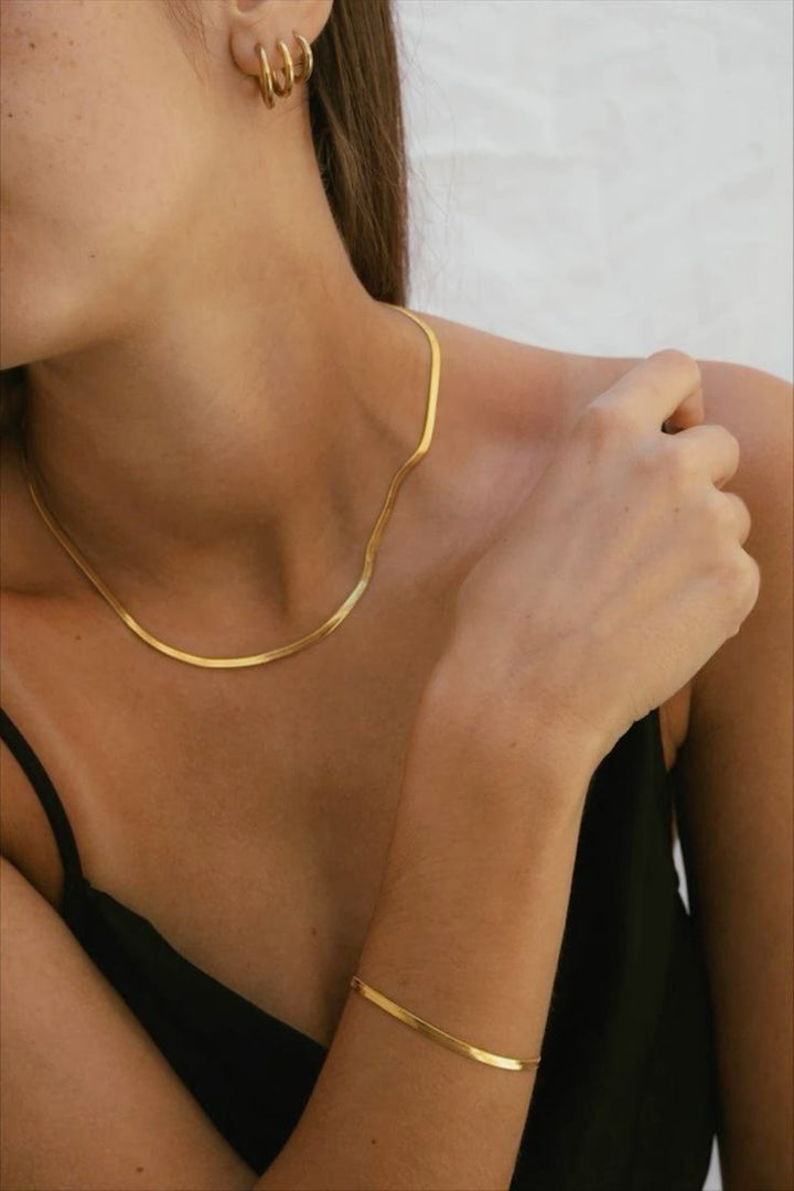 Angelica® Stainless Steel Herringbone Bracelet