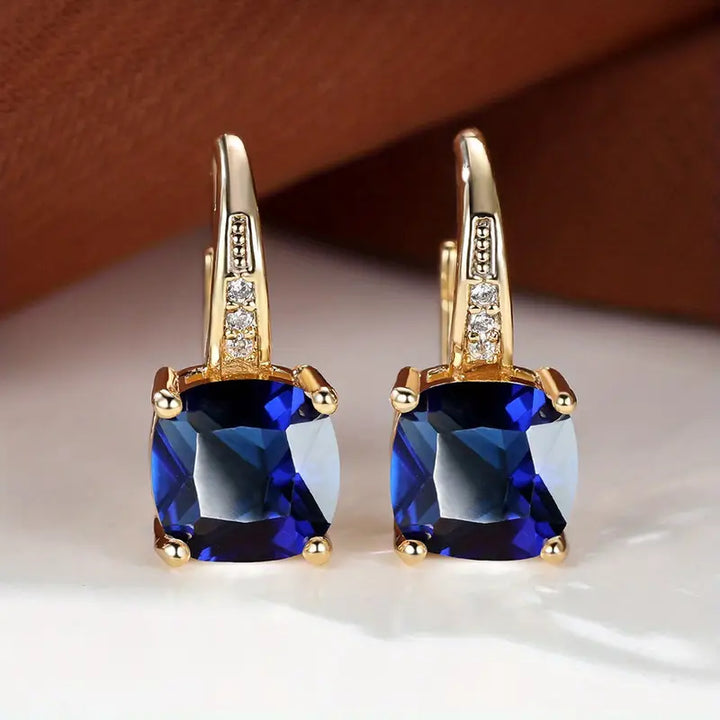 Hoop Earrings with Mystic Blue Stone