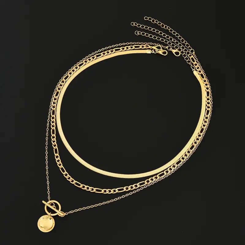 Savia Textured Coin Necklace | Gold