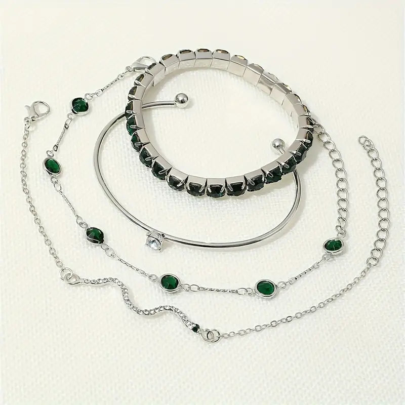 Set of Pure Green Stone Bracelets