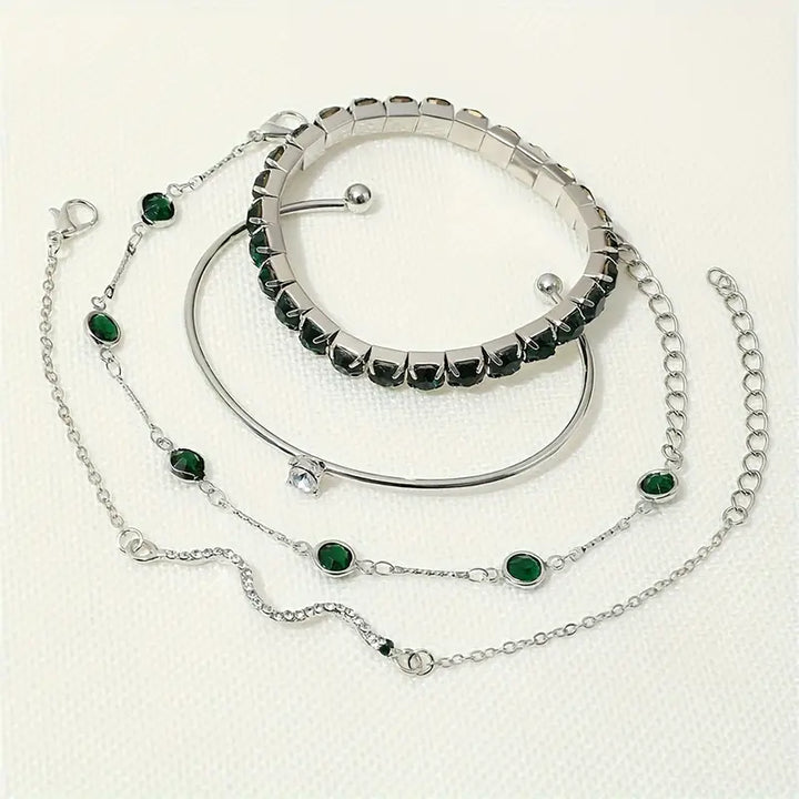 Pure Emerald Bracelet Set | Gold